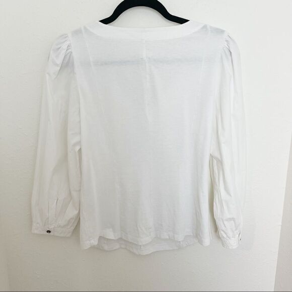 Rebecca Taylor Voile White Cotton Pouf Sleeve Top - Picture 4 of 8